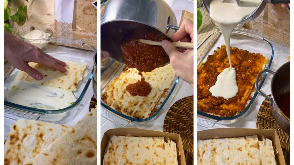 Step per realizzare le lasagne di carasatu al ragù